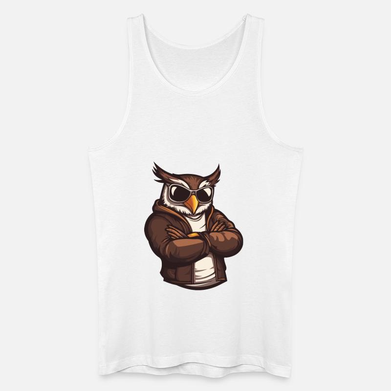 Eule Comic Cool - Männer Bio Tank Top - Weiß