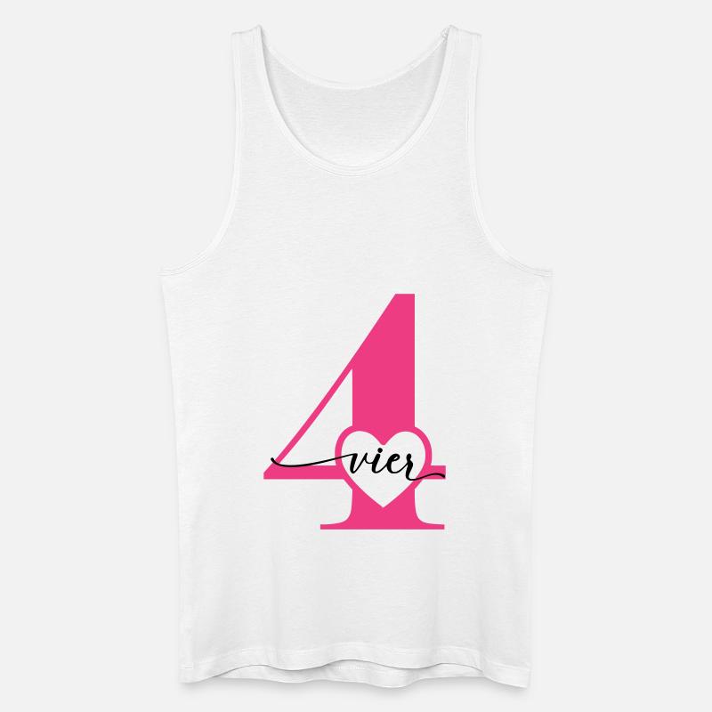 Ziffer Vier 4 mit Herz - Männer Bio Tank Top - Weiß