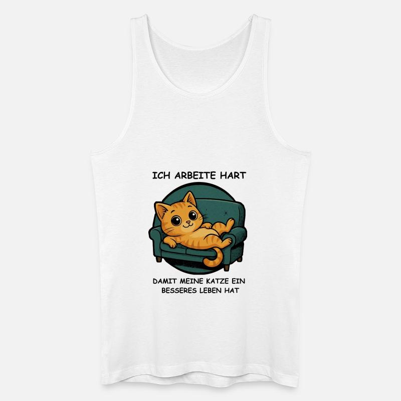 Faule Katze - Männer Bio Tank Top - Weiß