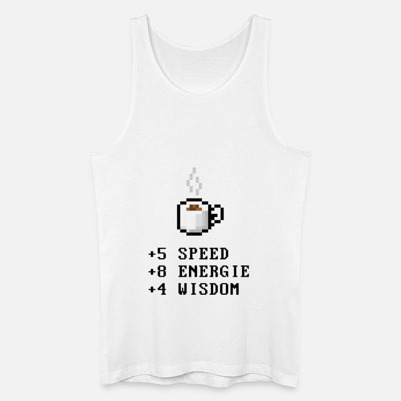 Pixel café avec Stats - Débardeur bio Homme - blanc