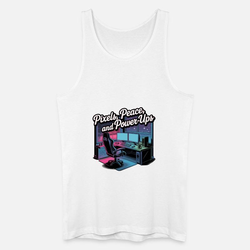 Pixels, Peace & Power-Ups – Gaming-Setup - Männer Bio Tank Top - Weiß