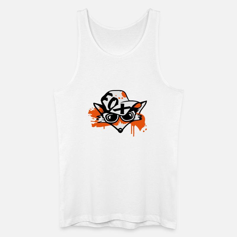Fuchs mit Baseballkappe - Männer Bio Tank Top - Weiß