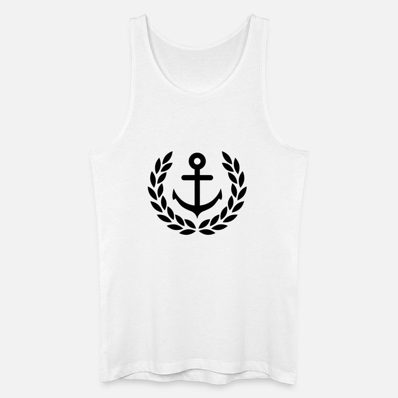 Anker mit Lorbeerkranz - Männer Bio Tank Top - Weiß
