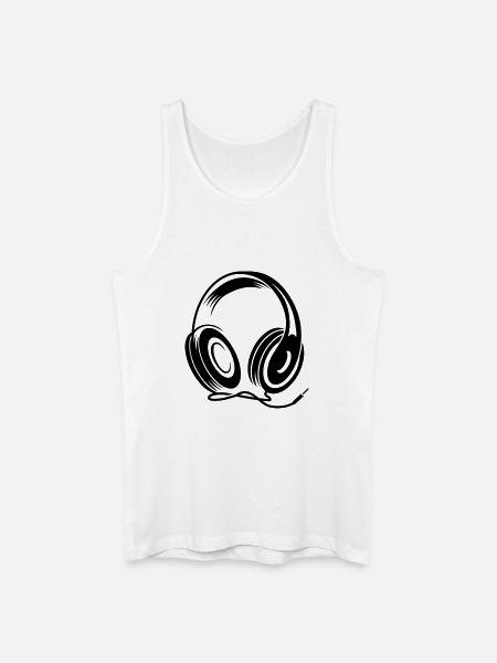 a headphone with cable - Men’s Organic Tank Top - white