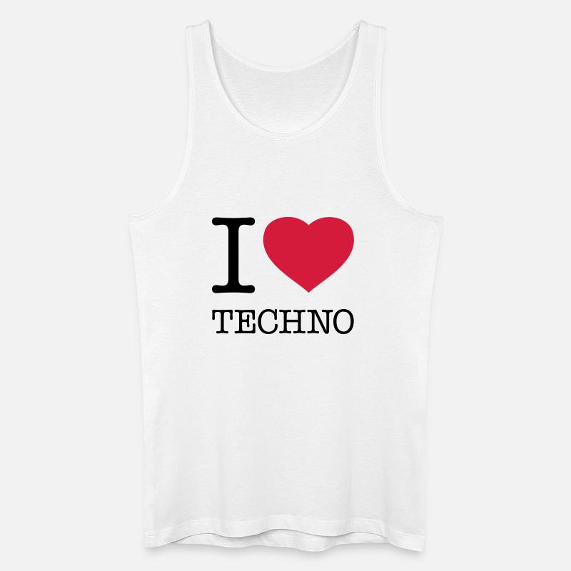 I LOVE TECHNO - Männer Bio Tank Top - Weiß