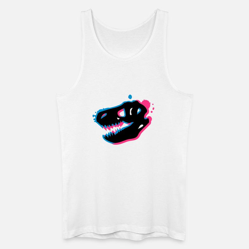 T Rex Schädel 3-D - Männer Bio Tank Top - Weiß
