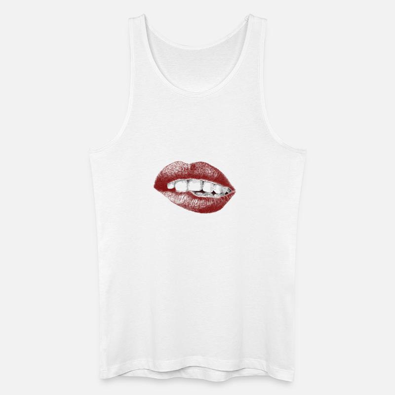 Lippen - Männer Bio Tank Top - Weiß