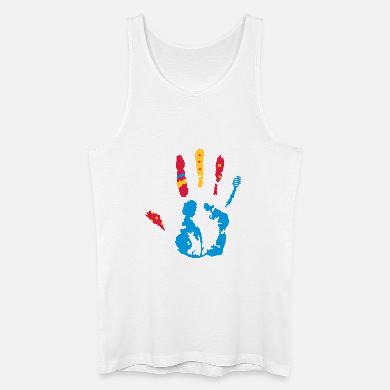 bunter Handabdruck mit verschiedene Formen - Männer Bio Tank Top - Weiß