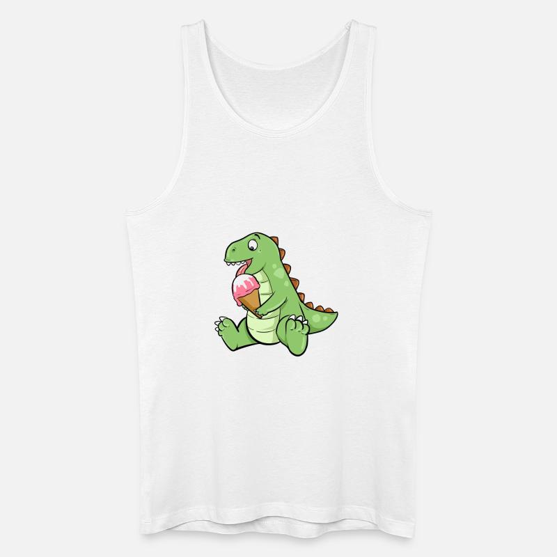 Eiscreme Dino Erdbeereis Dinosaurier T-Rex Saurier - Männer Bio Tank Top - Weiß