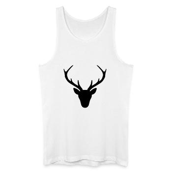 Hirsch Geweih Silhouette Jagd Jäger Geschenk - Männer Bio Tank Top - Weiß - Vorne