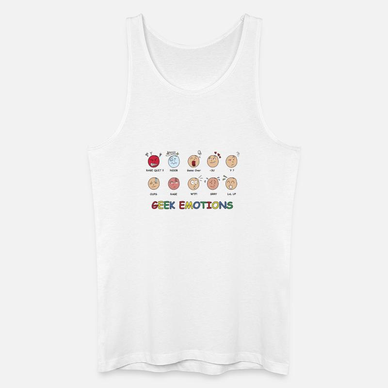 GEEK EMOTIONS - SCHWARZER TEXT - Männer Bio Tank Top - Weiß