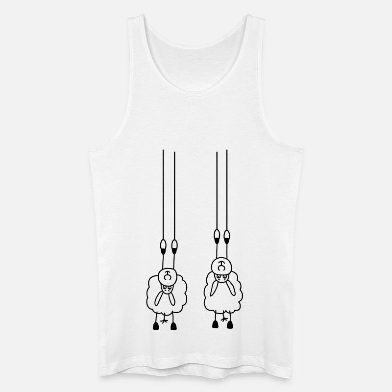 Schafe an Ringen - Männer Bio Tank Top - Weiß