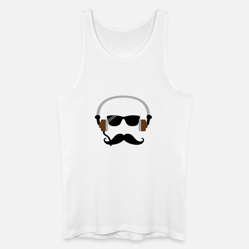 Kopfhörer Minimalist mit Bart - Männer Bio Tank Top - Weiß