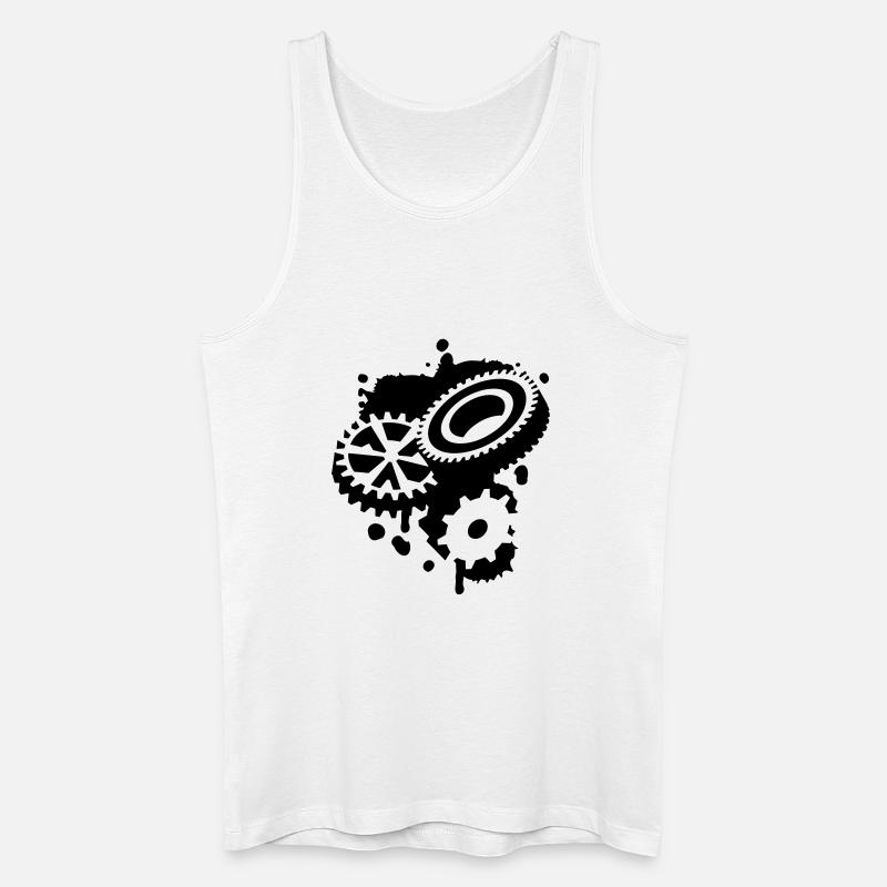 Drei Zahnräder als Graffiti - Männer Bio Tank Top - Weiß