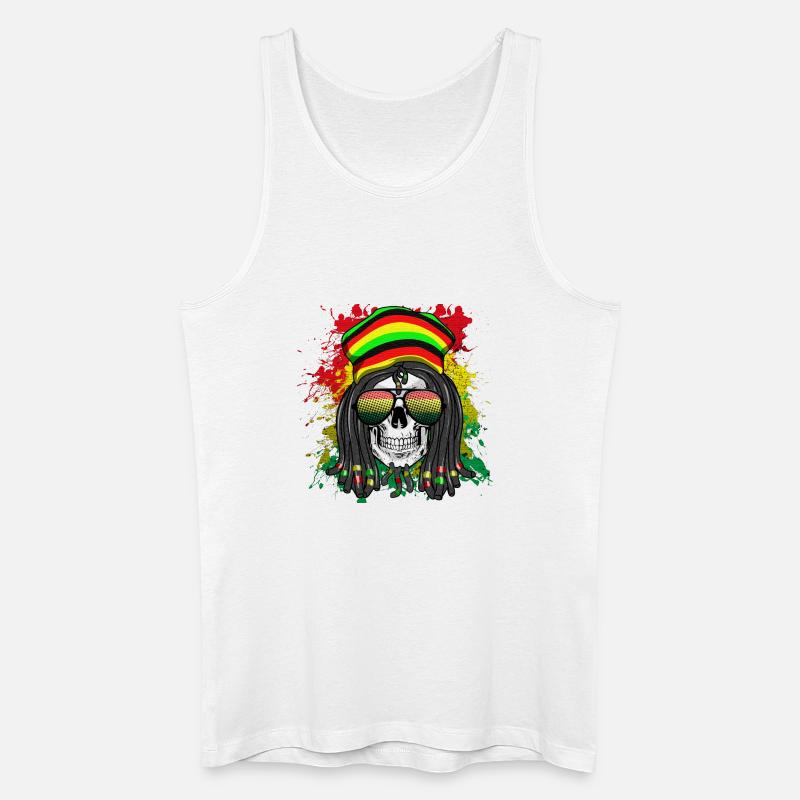 Rasta Skull im Regenbogenstil - Männer Bio Tank Top - Weiß