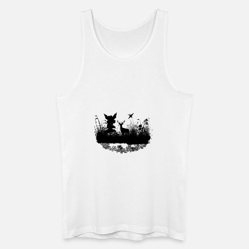 Kleine Fee mit Rotwild nachts - Männer Bio Tank Top - Weiß