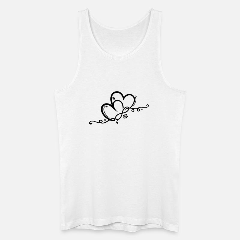Zwei Herzen mit Blume und infinity - Männer Bio Tank Top - Weiß