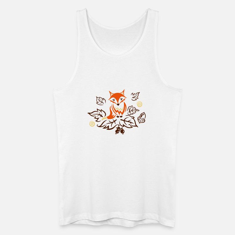 Kleiner Fuchs mit Blättern, Herbst, fox - Männer Bio Tank Top - Weiß