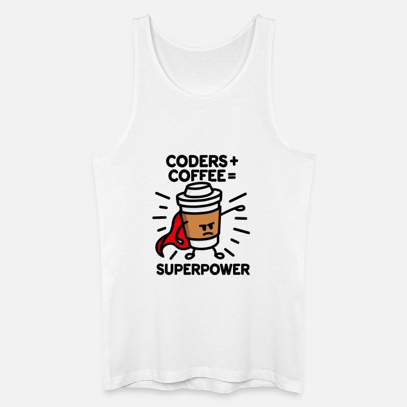 Coders + coffee = superpower (superhero) light - Männer Bio Tank Top - Weiß
