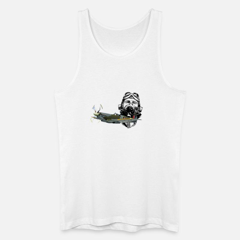 Pilot Spitfire - Männer Bio Tank Top - Weiß