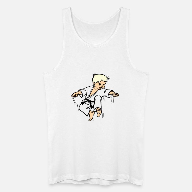 Karatekind oder Judokind mit schwarzem Gürtel - Männer Bio Tank Top - Weiß