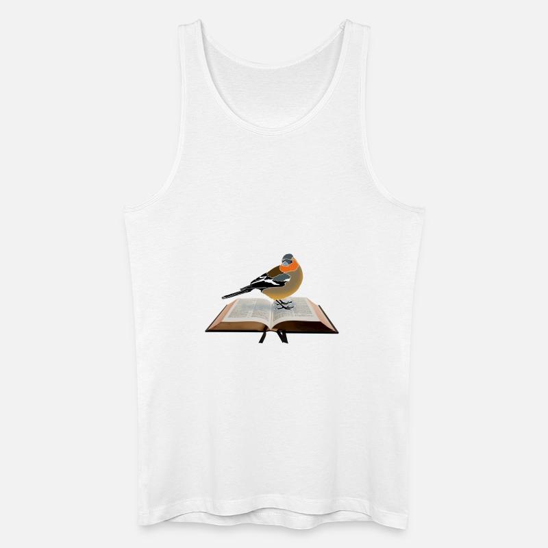 Buchfink auf Buch - Männer Bio Tank Top - Weiß