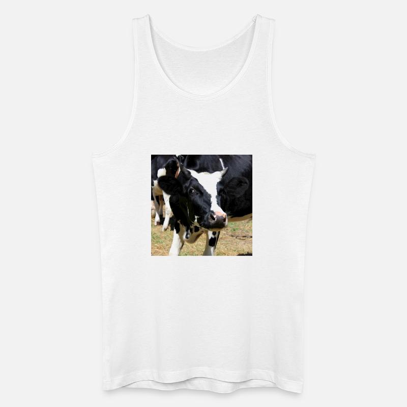 Plakat krowy - Ekologiczny tank top męski - biały