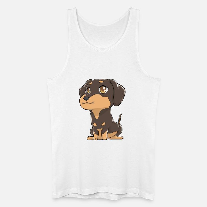 Niedlicher Dackel Kawaii - Männer Bio Tank Top - Weiß