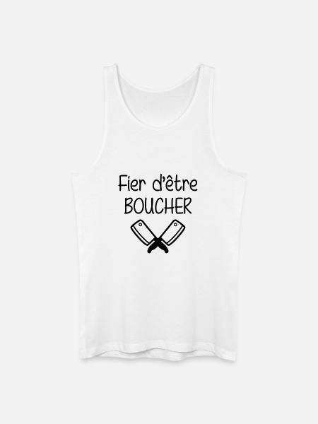 Fier d'être boucher - Débardeur bio Homme - blanc