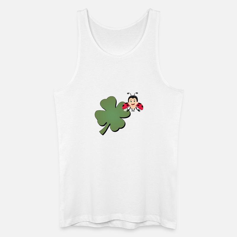 Kleeblatt mit Ladybug (Marienkäfer) - Männer Bio Tank Top - Weiß