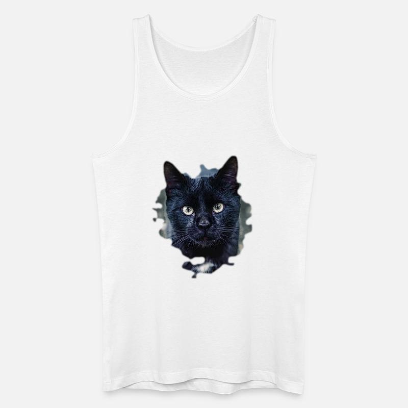 black cat schwarze Katze - Männer Bio Tank Top - Weiß