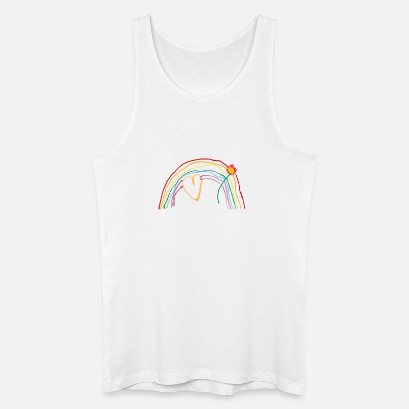 Regenbogen mit Herz und Blume - Männer Bio Tank Top - Weiß