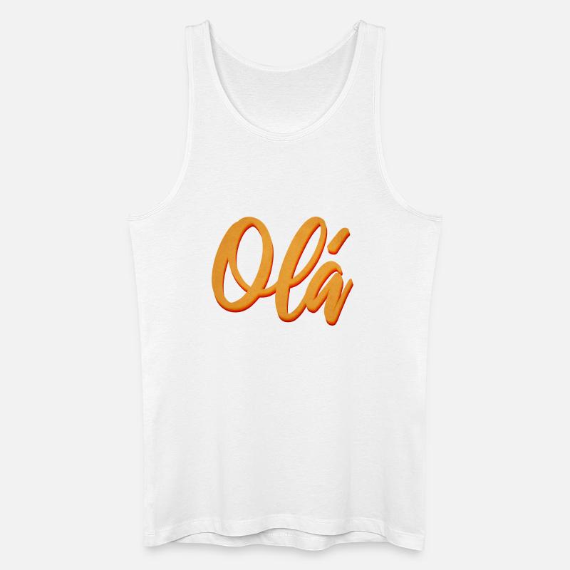Olá Orange Script Tee - Männer Bio Tank Top - Weiß