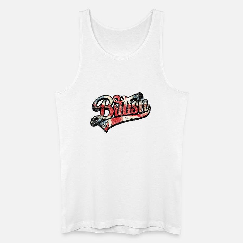 British Pride Distressed Script Tee - Männer Bio Tank Top - Weiß