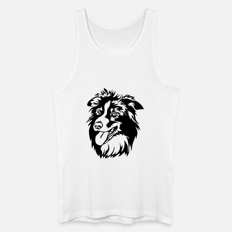 Border Collie Kopf - Männer Bio Tank Top - Weiß