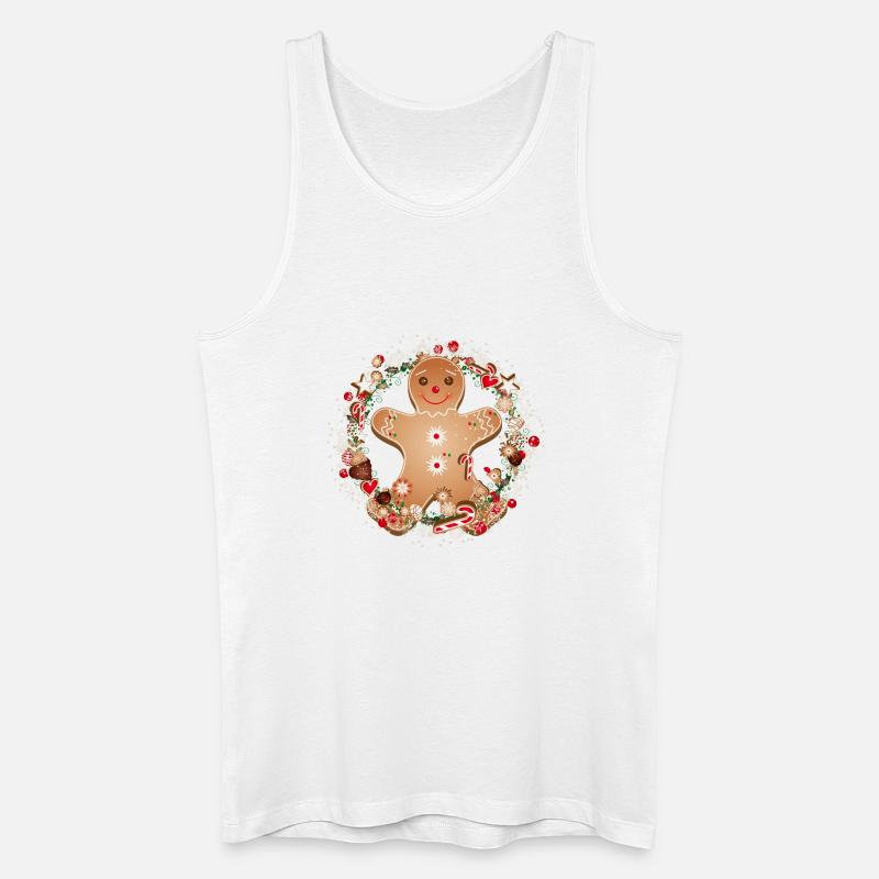 fröhlicher Lebkuchenmann im Plätzchen Kranz - Männer Bio Tank Top - Weiß