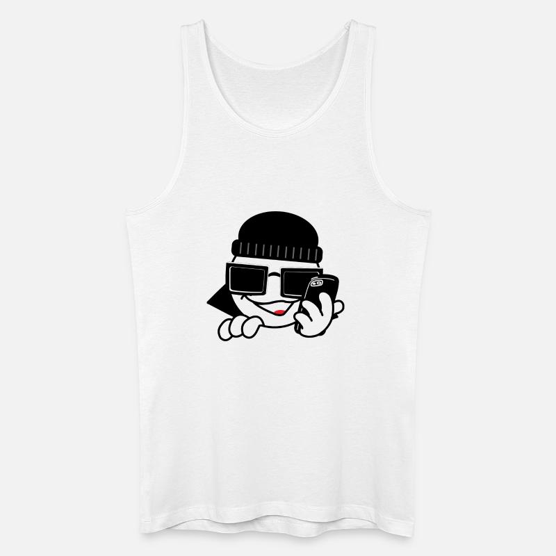 Hacker mit Smartphone und Herzen - Männer Bio Tank Top - Weiß