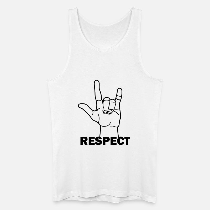 Hand gesture respect with text RESPECT - Men’s Organic Tank Top - white