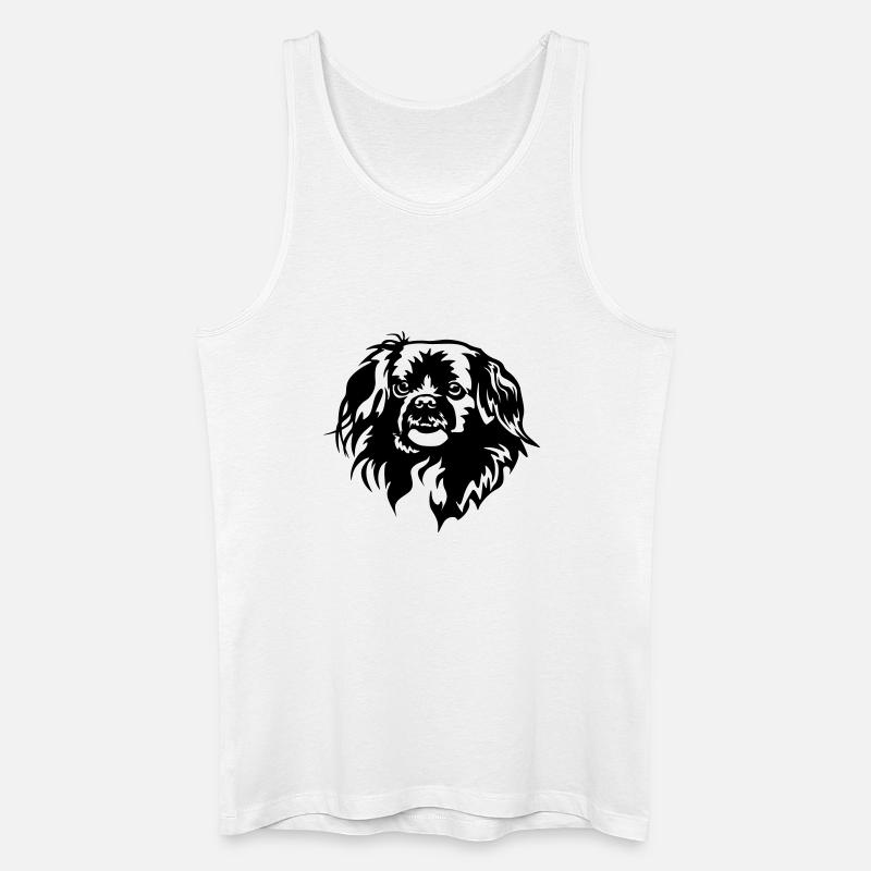 Tibet Spaniel Kopf - Männer Bio Tank Top - Weiß
