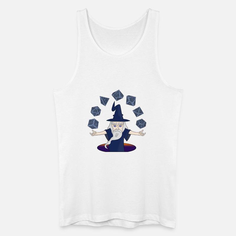 Ein Zauberer mit schwebenden Würfeln - Männer Bio Tank Top - Weiß