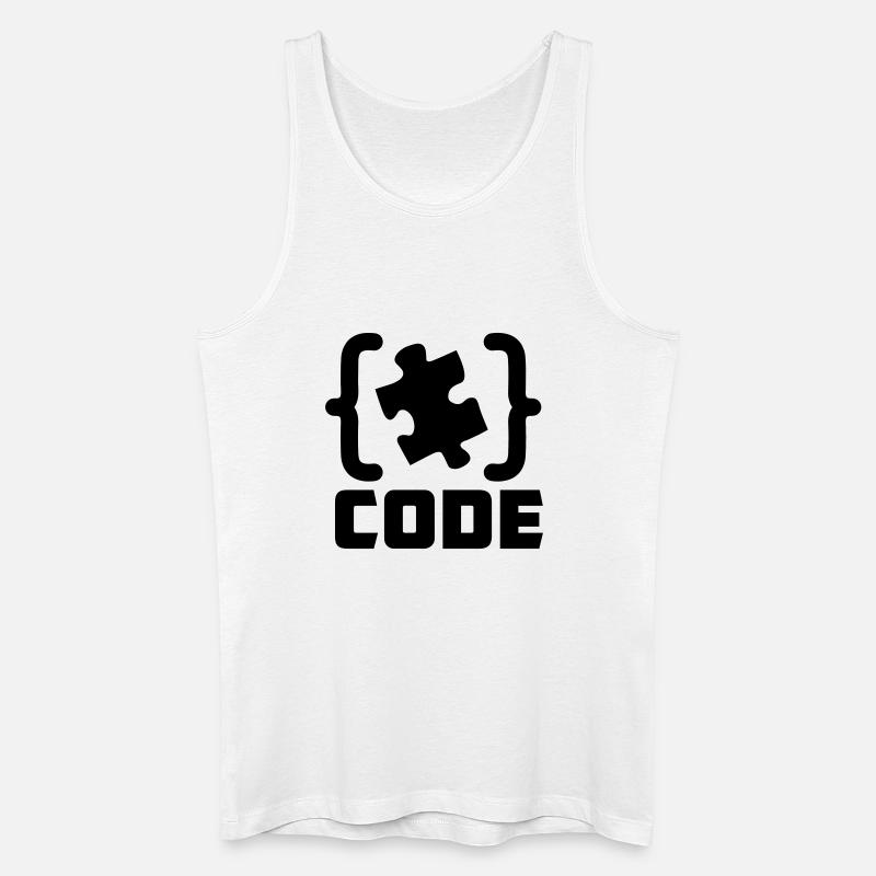 programmer Code puzzle piece solving - Men’s Organic Tank Top - white