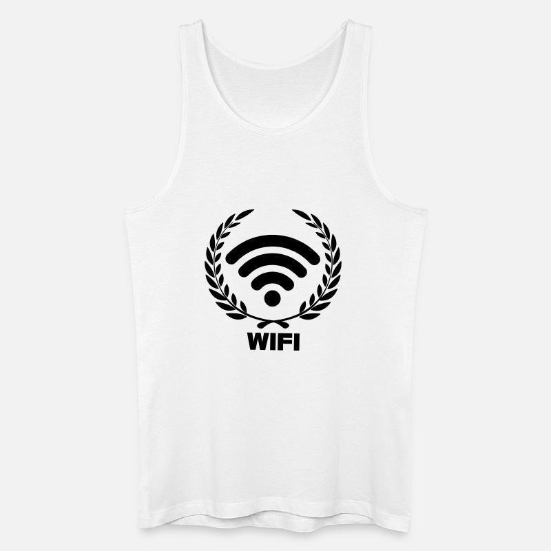 Wifi im Lorbeerkranz - Männer Bio Tank Top - Weiß