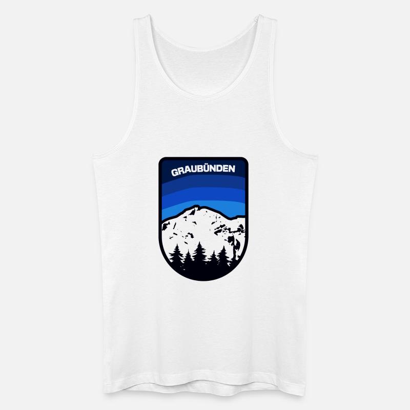 Graubünden Berglandschaft Emblem - Männer Bio Tank Top - Weiß