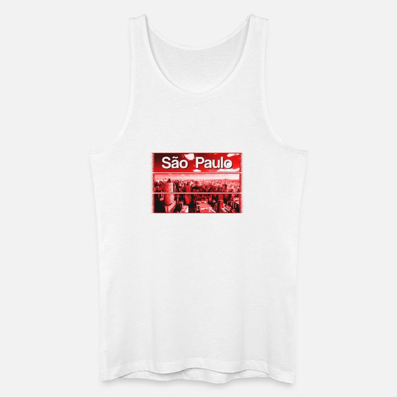 Rote Stadtsilhouette São Paulo - Männer Bio Tank Top - Weiß