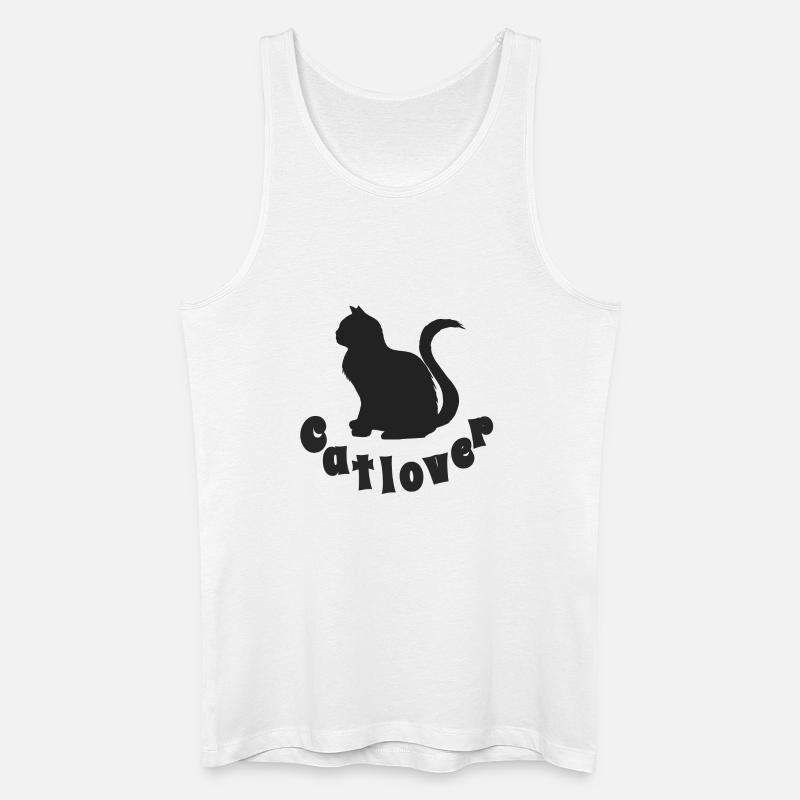 Catlover, Silhouette, Typographie, Samtpfote - Männer Bio Tank Top - Weiß