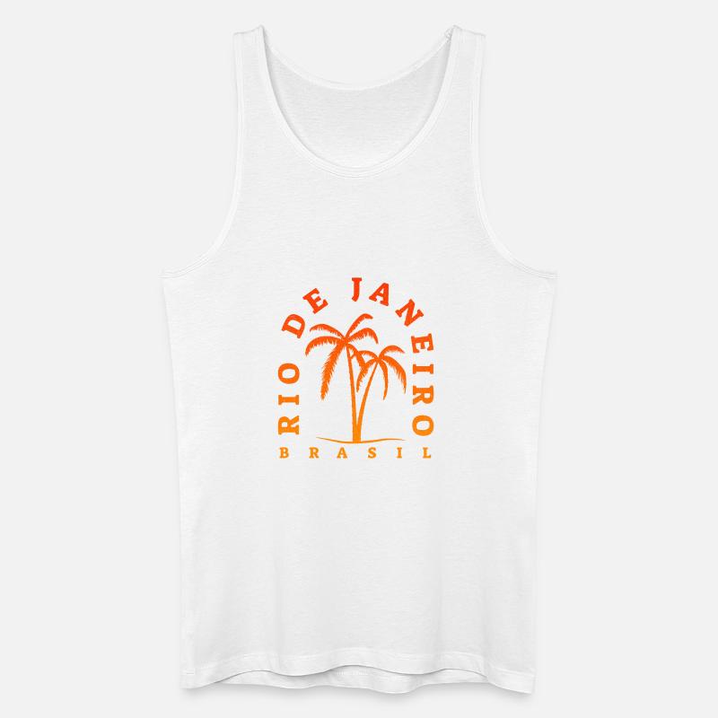 Rio de Janeiro Palm Tree Retro - Männer Bio Tank Top - Weiß