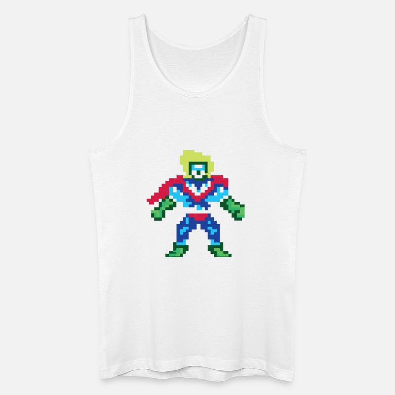 Pixel Art Superheld – Männlicher Held - Männer Bio Tank Top - Weiß