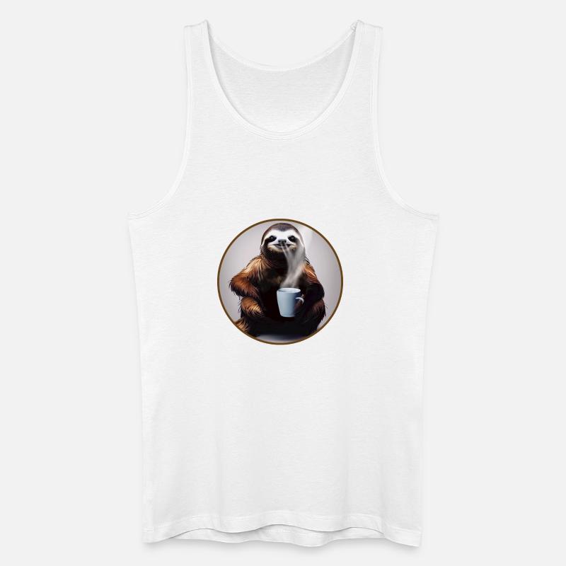 Faultier mit Kaffee - Männer Bio Tank Top - Weiß