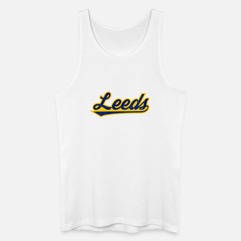Leeds Script Logo Blau Gelb - Männer Bio Tank Top - Weiß