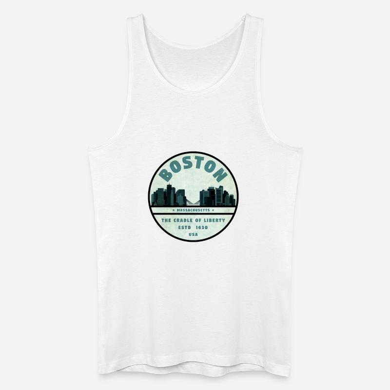 Boston Skyline Cradle Tee - Männer Bio Tank Top - Weiß
